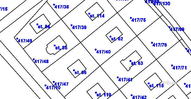 Parcela st. 417/40 v KÚ Vysoká u Jevíčka, Katastrální mapa