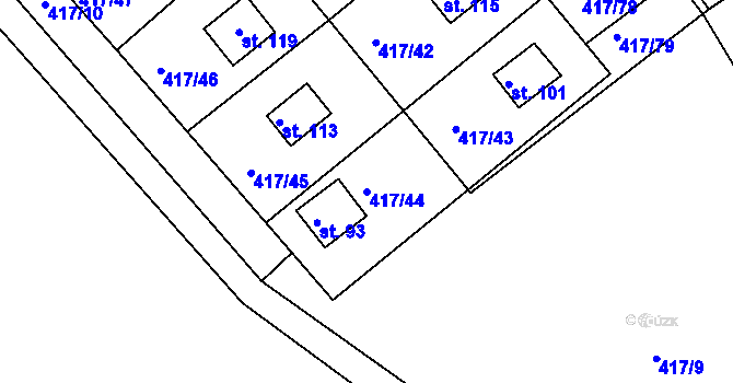 Parcela st. 417/44 v KÚ Vysoká u Jevíčka, Katastrální mapa