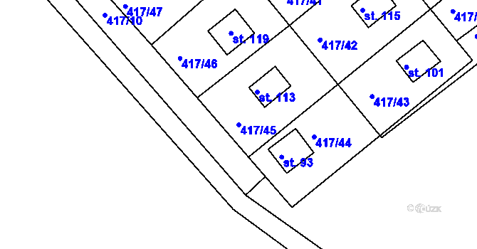 Parcela st. 417/45 v KÚ Vysoká u Jevíčka, Katastrální mapa