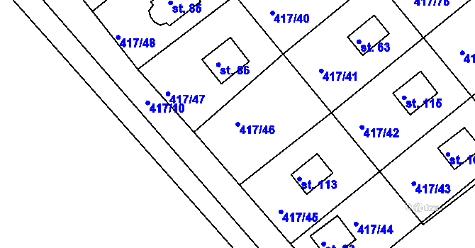 Parcela st. 417/46 v KÚ Vysoká u Jevíčka, Katastrální mapa