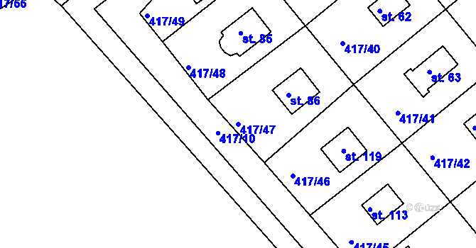Parcela st. 417/47 v KÚ Vysoká u Jevíčka, Katastrální mapa
