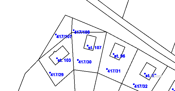Parcela st. 107 v KÚ Vysoká u Jevíčka, Katastrální mapa
