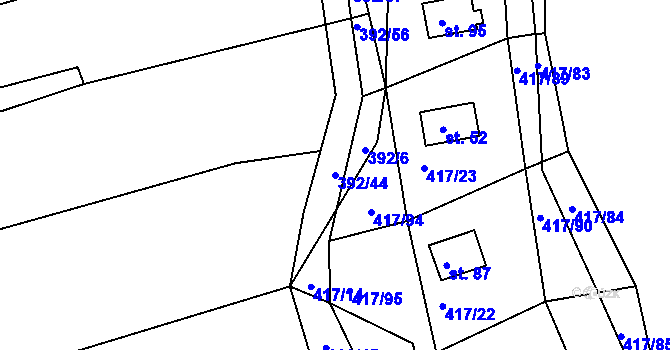Parcela st. 392/44 v KÚ Vysoká u Jevíčka, Katastrální mapa