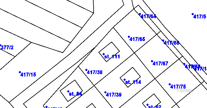 Parcela st. 111 v KÚ Vysoká u Jevíčka, Katastrální mapa
