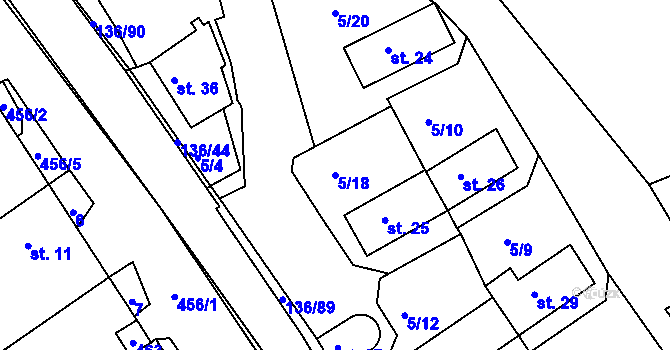 Parcela st. 5/18 v KÚ Vysoká u Jevíčka, Katastrální mapa