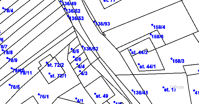 Parcela st. 136/40 v KÚ Vysoká u Jevíčka, Katastrální mapa