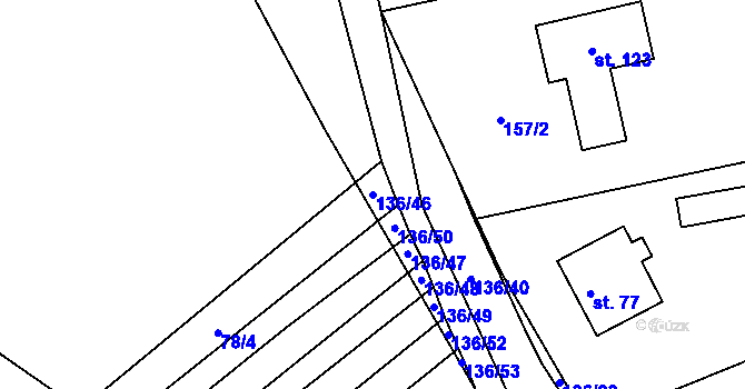 Parcela st. 136/46 v KÚ Vysoká u Jevíčka, Katastrální mapa