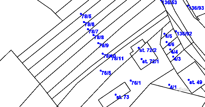 Parcela st. 78/10 v KÚ Vysoká u Jevíčka, Katastrální mapa