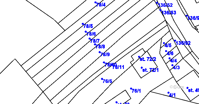 Parcela st. 78/9 v KÚ Vysoká u Jevíčka, Katastrální mapa