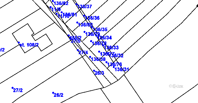 Parcela st. 136/77 v KÚ Vysoká u Jevíčka, Katastrální mapa