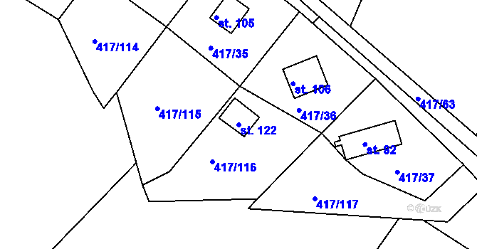 Parcela st. 122 v KÚ Vysoká u Jevíčka, Katastrální mapa