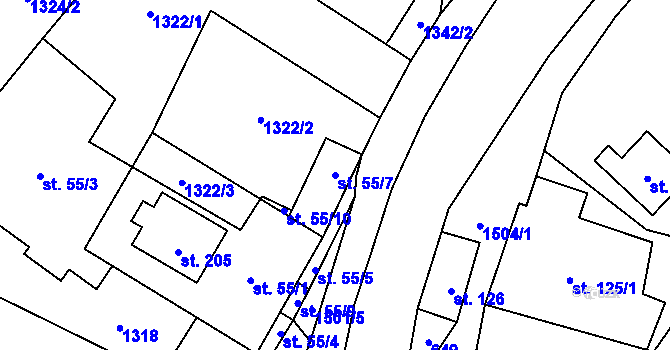 Parcela st. 55/7 v KÚ Pitárné, Katastrální mapa