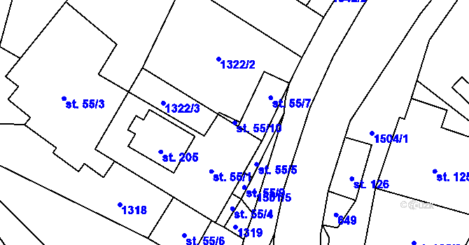 Parcela st. 55/10 v KÚ Pitárné, Katastrální mapa