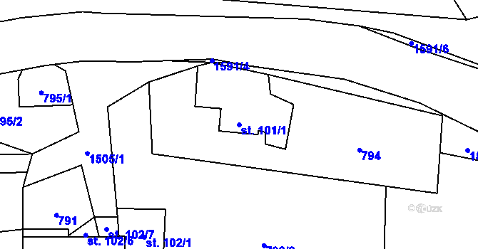 Parcela st. 101/1 v KÚ Pitárné, Katastrální mapa