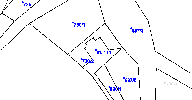 Parcela st. 111 v KÚ Pitárné, Katastrální mapa