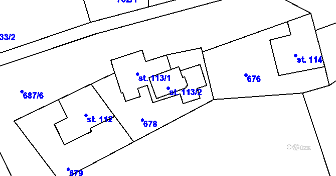 Parcela st. 113/2 v KÚ Pitárné, Katastrální mapa