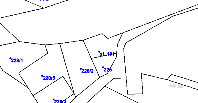 Parcela st. 191 v KÚ Pitárné, Katastrální mapa