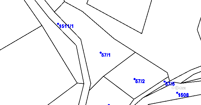 Parcela st. 57/1 v KÚ Pitárné, Katastrální mapa