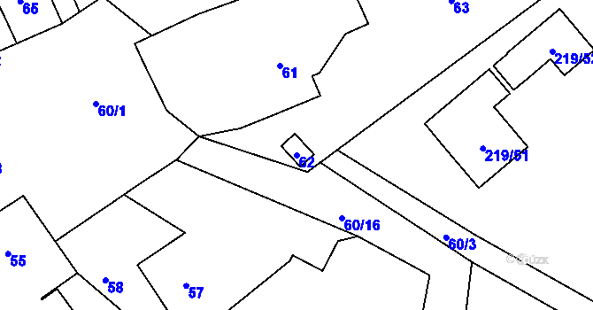 Parcela st. 62 v KÚ Vysoká u Hustopečí nad Bečvou, Katastrální mapa