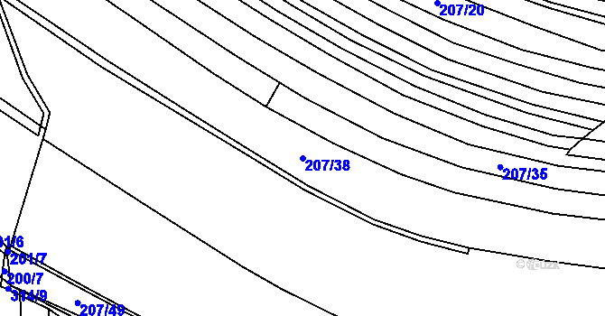 Parcela st. 207/38 v KÚ Vysoká u Hustopečí nad Bečvou, Katastrální mapa