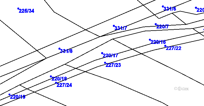 Parcela st. 220/17 v KÚ Vysoká u Hustopečí nad Bečvou, Katastrální mapa