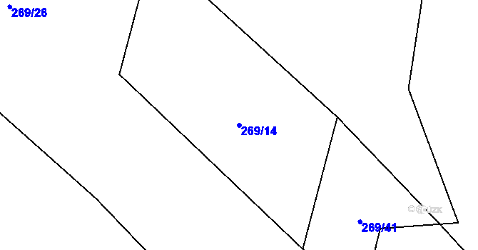 Parcela st. 269/14 v KÚ Vysoká u Hustopečí nad Bečvou, Katastrální mapa