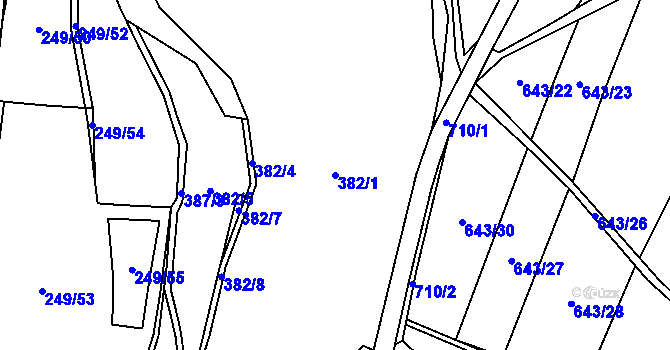 Parcela st. 382/1 v KÚ Radouň, Katastrální mapa