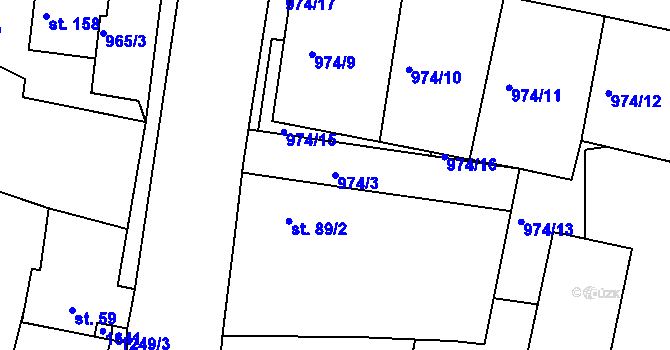 Parcela st. 974/3 v KÚ Vysoká Libyně, Katastrální mapa