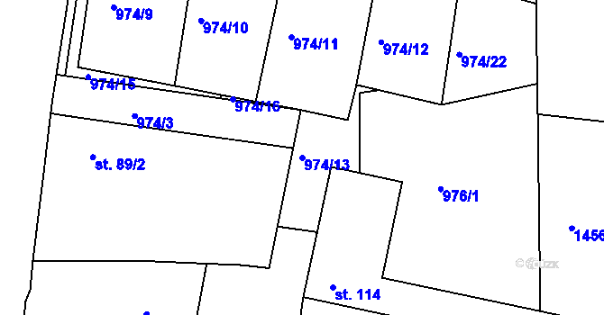 Parcela st. 974/13 v KÚ Vysoká Libyně, Katastrální mapa