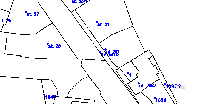 Parcela st. 1225/10 v KÚ Vysoká Libyně, Katastrální mapa