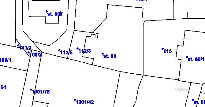 Parcela st. 61 v KÚ Vysoká nad Labem, Katastrální mapa