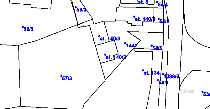 Parcela st. 140/2 v KÚ Vysoká nad Labem, Katastrální mapa