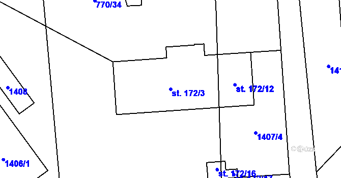 Parcela st. 172/3 v KÚ Vysoká nad Labem, Katastrální mapa