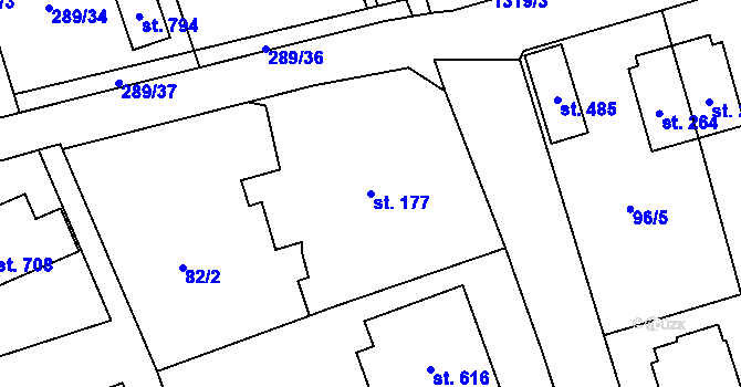 Parcela st. 177 v KÚ Vysoká nad Labem, Katastrální mapa