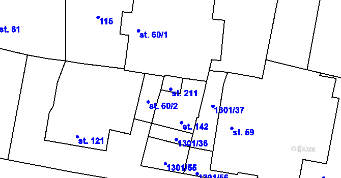 Parcela st. 211 v KÚ Vysoká nad Labem, Katastrální mapa
