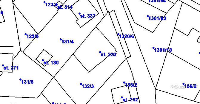 Parcela st. 220 v KÚ Vysoká nad Labem, Katastrální mapa