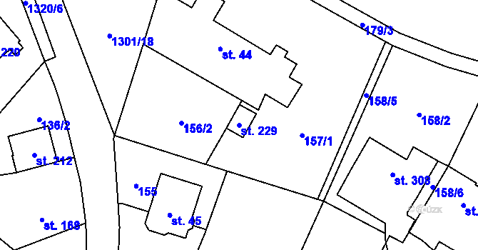Parcela st. 229 v KÚ Vysoká nad Labem, Katastrální mapa