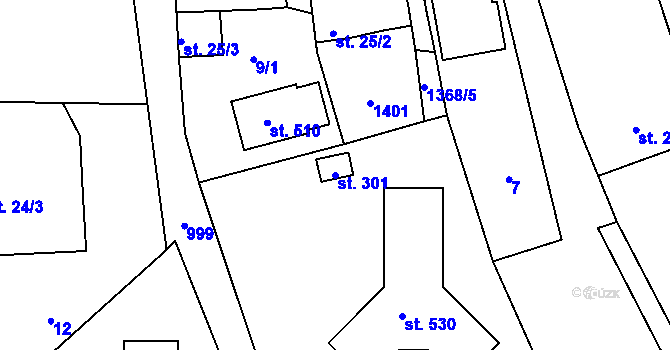 Parcela st. 301 v KÚ Vysoká nad Labem, Katastrální mapa
