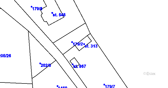 Parcela st. 313 v KÚ Vysoká nad Labem, Katastrální mapa