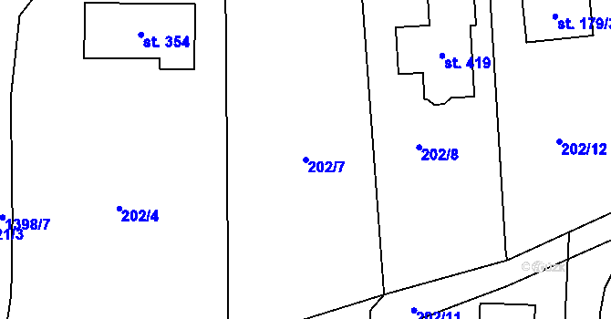 Parcela st. 202/7 v KÚ Vysoká nad Labem, Katastrální mapa