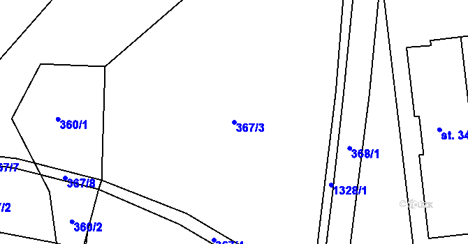 Parcela st. 367/3 v KÚ Vysoká nad Labem, Katastrální mapa