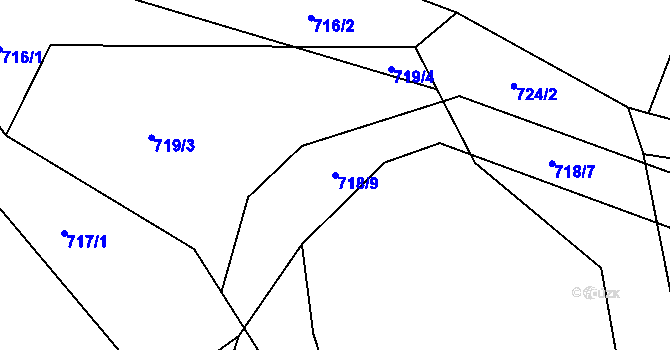 Parcela st. 718/9 v KÚ Vysoká nad Labem, Katastrální mapa