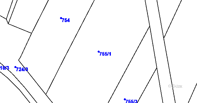 Parcela st. 755/1 v KÚ Vysoká nad Labem, Katastrální mapa