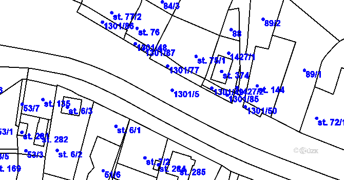 Parcela st. 1301/5 v KÚ Vysoká nad Labem, Katastrální mapa