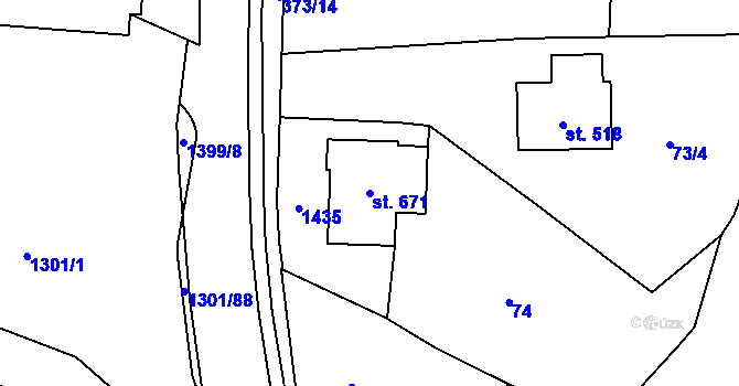 Parcela st. 671 v KÚ Vysoká nad Labem, Katastrální mapa