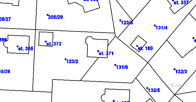 Parcela st. 371 v KÚ Vysoká nad Labem, Katastrální mapa