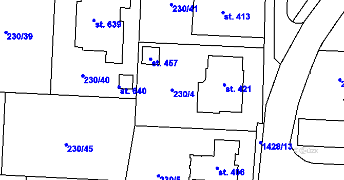 Parcela st. 230/4 v KÚ Vysoká nad Labem, Katastrální mapa