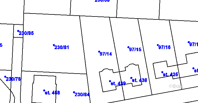 Parcela st. 97/14 v KÚ Vysoká nad Labem, Katastrální mapa