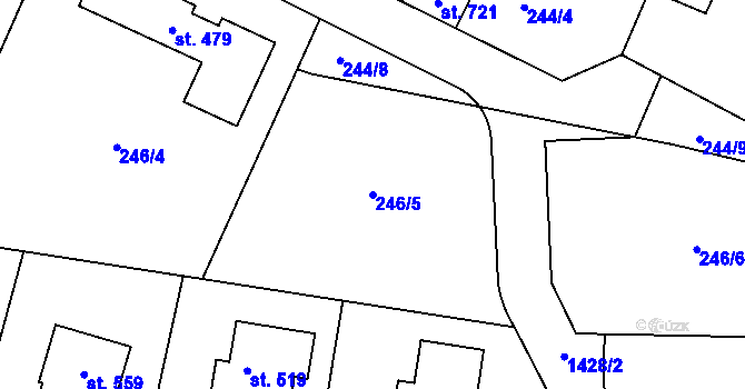 Parcela st. 246/5 v KÚ Vysoká nad Labem, Katastrální mapa