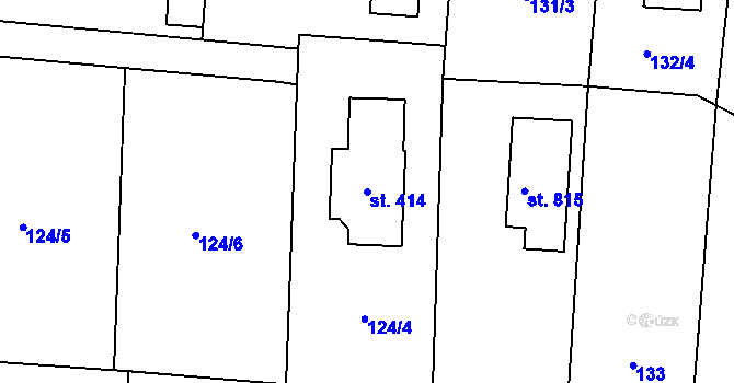 Parcela st. 414 v KÚ Vysoká nad Labem, Katastrální mapa